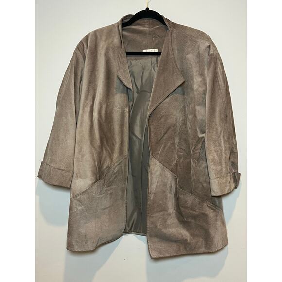 Vintage Genuine‎ Suede Oversized Jacket Karen Marie 3/4 Sleeve Woamns Size M/L - Picture 2 of 9